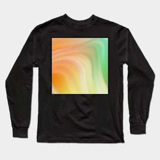 Orange Green Marble Waves Long Sleeve T-Shirt